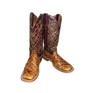 Nocona Bryce Maple Mens Western Cowboy Boots Square Toe Brown Leather 8.5D